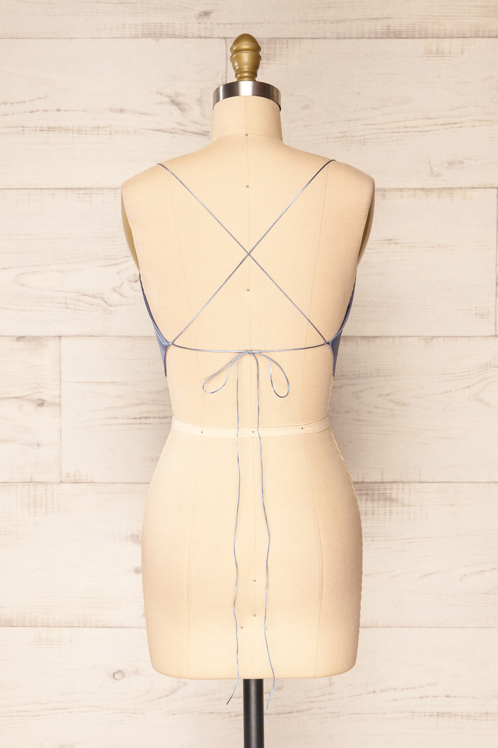 Jules Blue Lace-Up Back Crop Top | La petite garçonne back view