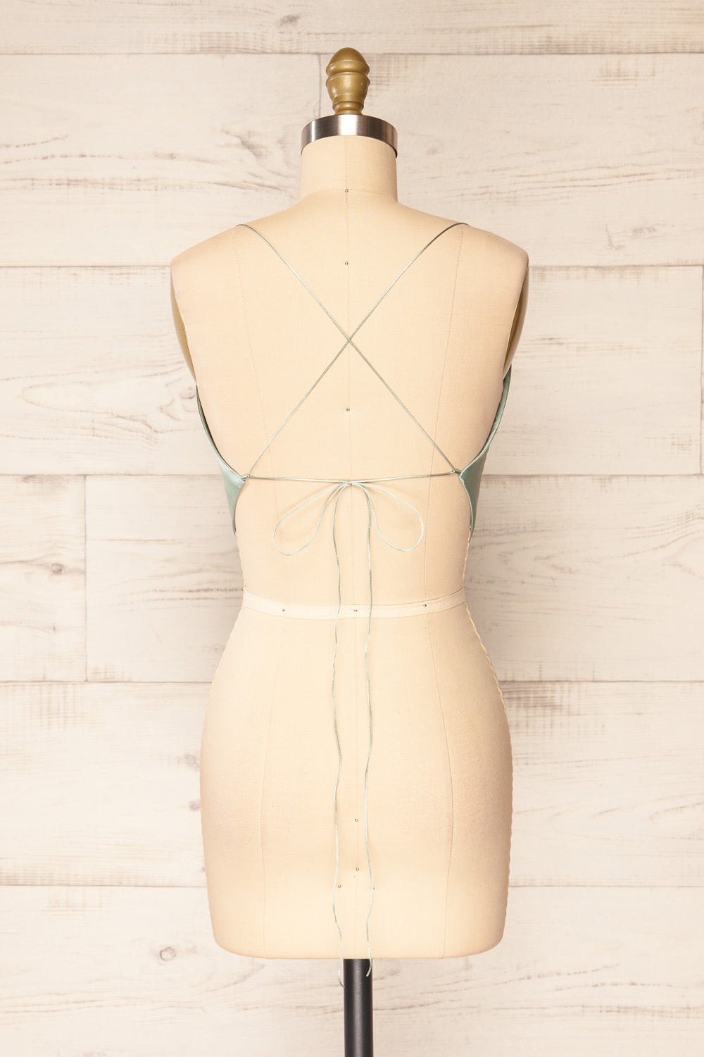 Jules Mint Lace-Up Back Crop Top | La petite garçonne back view