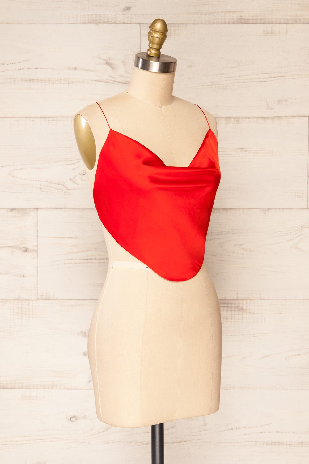 Jules Red Lace-Up Back Crop Top | La petite garçonne  side view