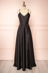 Julia Black Satin Maxi Dress | Boutique 1861 front view