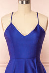 Julia Blue Satin Maxi Dress | Boutique 1861front view
