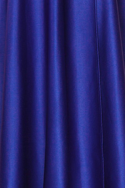 Julia Blue Satin Maxi Dress | Boutique 1861 fabric