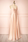 Julia Blush Satin Maxi Dress | Boutique 1861side view
