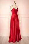 Julia Red Satin Maxi Dress | Boutique 1861 side view