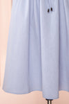 Julie Blue Faux-Linen Midi Dress w/ Drawstring | Boutique 1861 details