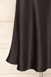 Juliene Black Satin Midi Dress w/ Slit | La petite garçonne bottom