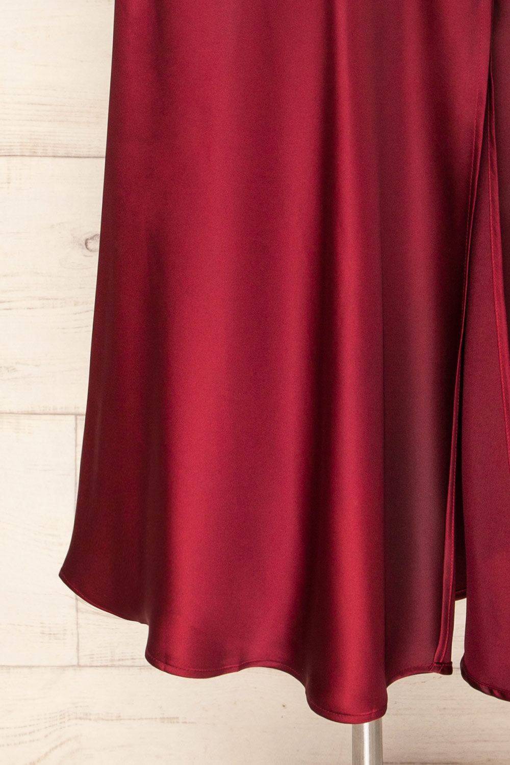 Juliene Burgundy Satin Midi Dress w/ Slit | La petite garçonne bottom 