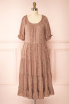 Julyette Round Neck Floral Midi Dress w/ Frills | Boutique 1861  front view