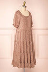 Julyette Round Neck Floral Midi Dress w/ Frills | Boutique 1861  side view