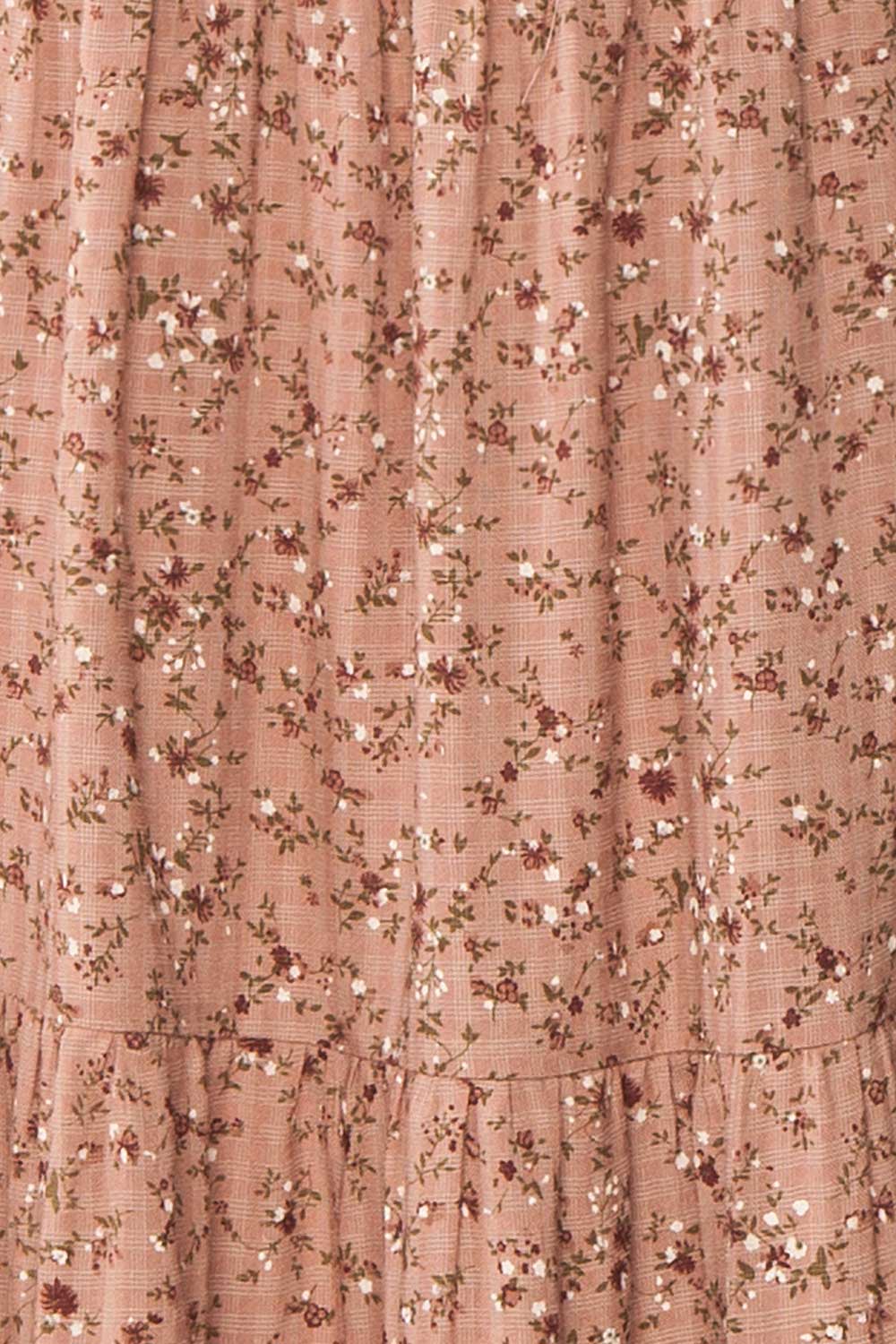 Julyette Round Neck Floral Midi Dress w/ Frills | Boutique 1861 fabric 