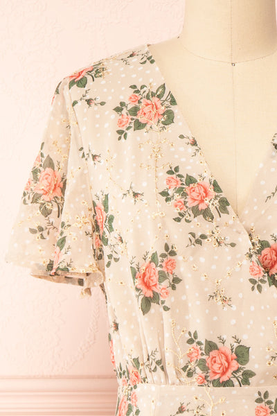 Junelle Short Floral Wrap Dress | Boutique 1861 front close-up