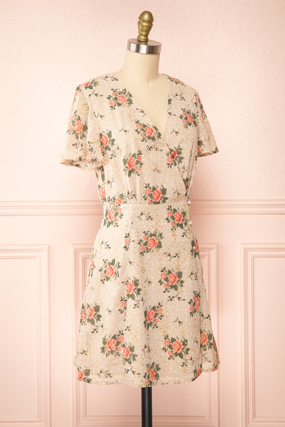 Junelle Short Floral Wrap Dress | Boutique 1861 side view