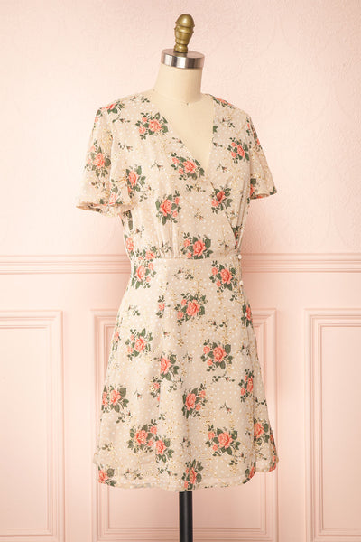 Junelle Short Floral Wrap Dress | Boutique 1861 side view