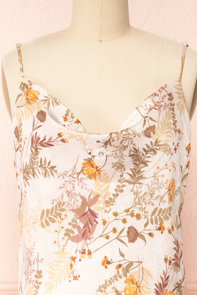 Junko Floral Cowl Neck Slip Dress | Boutique 1861 front close-up
