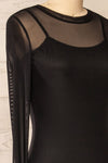 Junnifer Black Mesh Midi Dress w/ Long Sleeves | La petite garçonne side close-up
