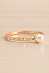 Juryha Gold Set of 7 Minimalist Rings | La petite garçonne pearl close-up