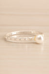 Juryha Silver Set of 7 Minimalist Rings | La petite garçonne pearl close-up