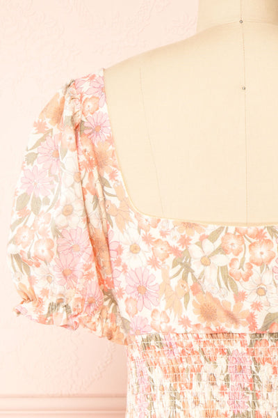 Justine Short Floral Fitted Dress | Boutique 1861 back close-up
