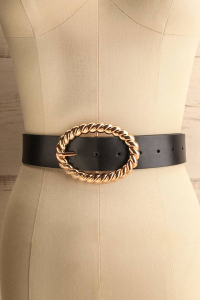 Jutrel Black - Gold Faux-Leather Belt | La petite garçonne