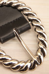 Jutrel Black - Silver Faux-Leather Belt | La petite garçonne flat close-up