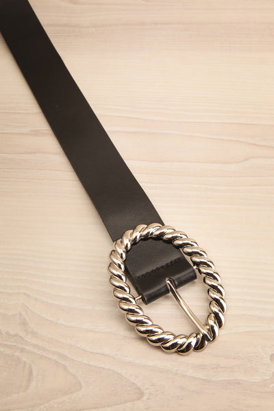 Jutrel Black - Silver Faux-Leather Belt | La petite garçonne flat view