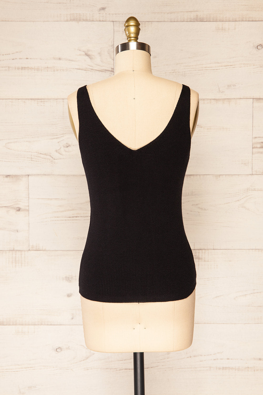 Juva Black V-Neck Knit Tank Top | La petite garçonne back view 