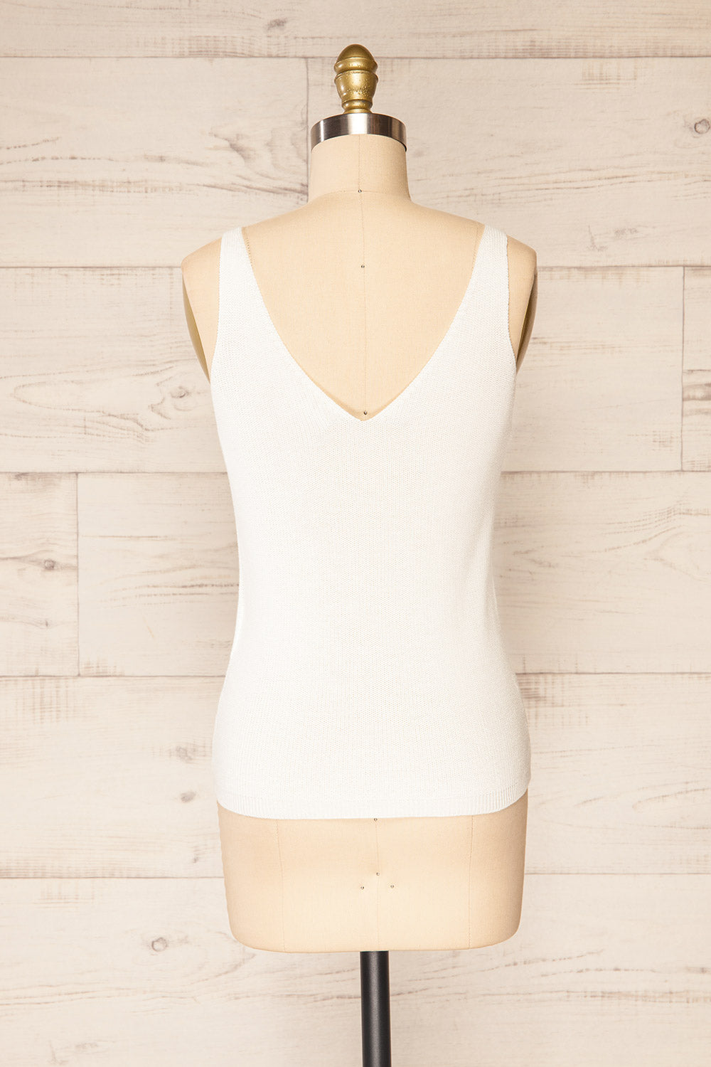 Juva White V-Neck Knit Tank Top | La petite garçonne back view