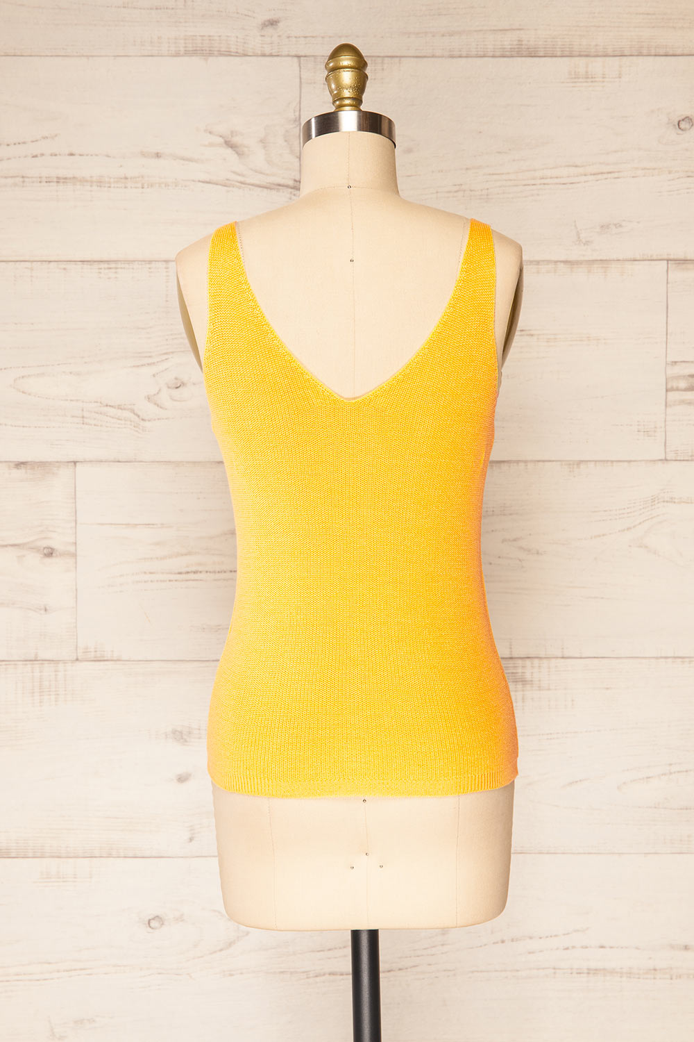 Juva Yellow V-Neck Knit Tank Top | La petite garçonne back view 