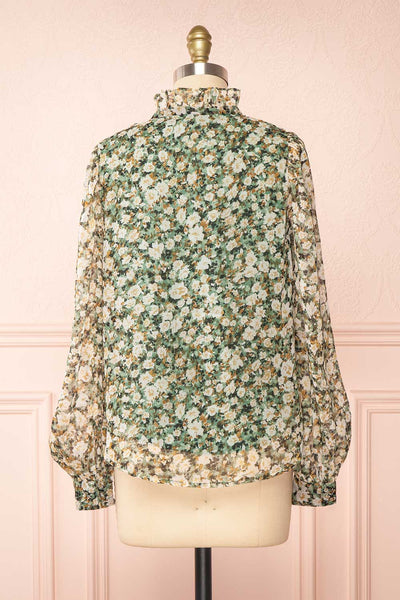 Kabeiride Floral Blouse w/ Ruffled Collar | Boutique 1861 back view