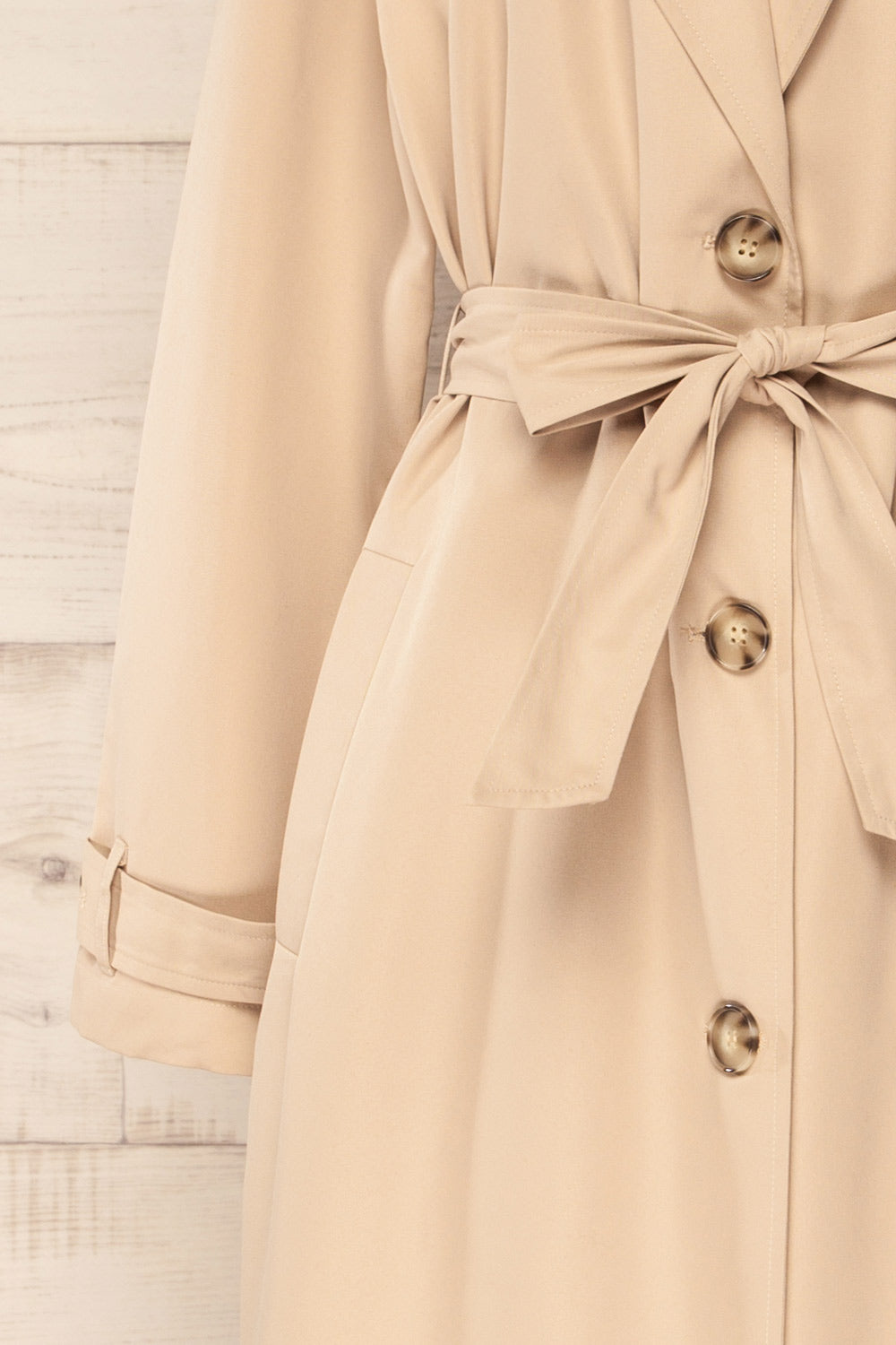 Kacovec Beige Trench Coat w/ Belt | La petite garçonne sleeve 