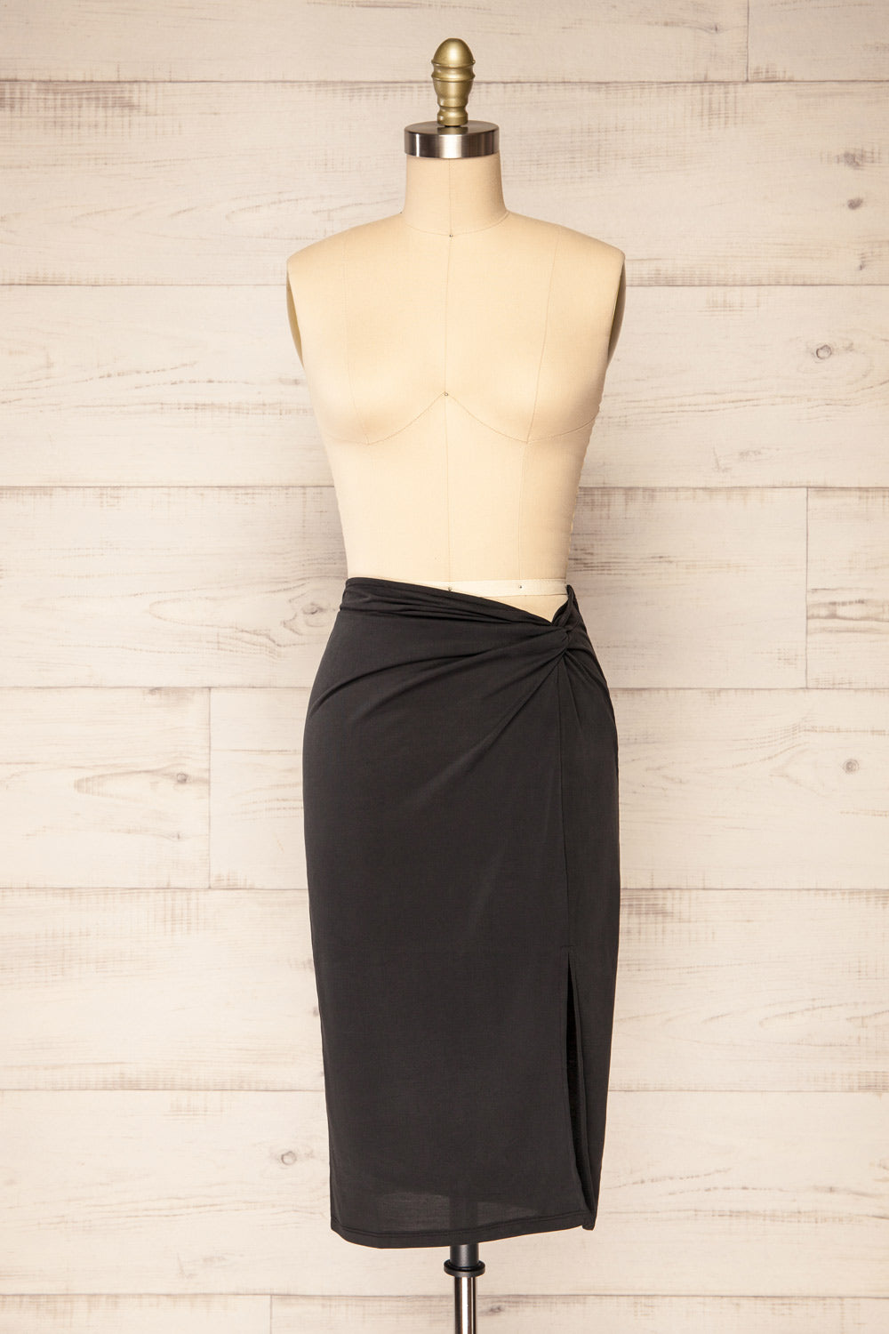 Kadence Black Knotted Midi Skirt Midi | La petite garçonne - Kadence N… front view