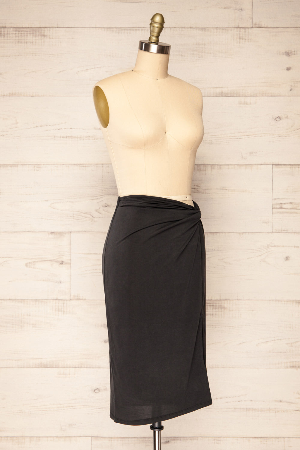 Kadence Black Knotted Midi Skirt Midi | La petite garçonne - Kadence side view