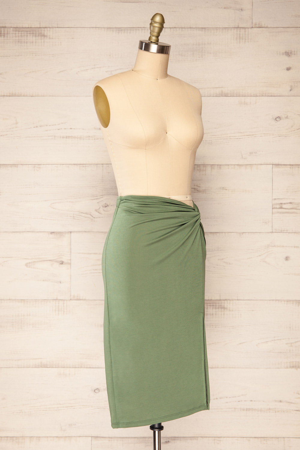 Kadence Sage Knotted Midi Skirt Midi | La petite garçonne - side view