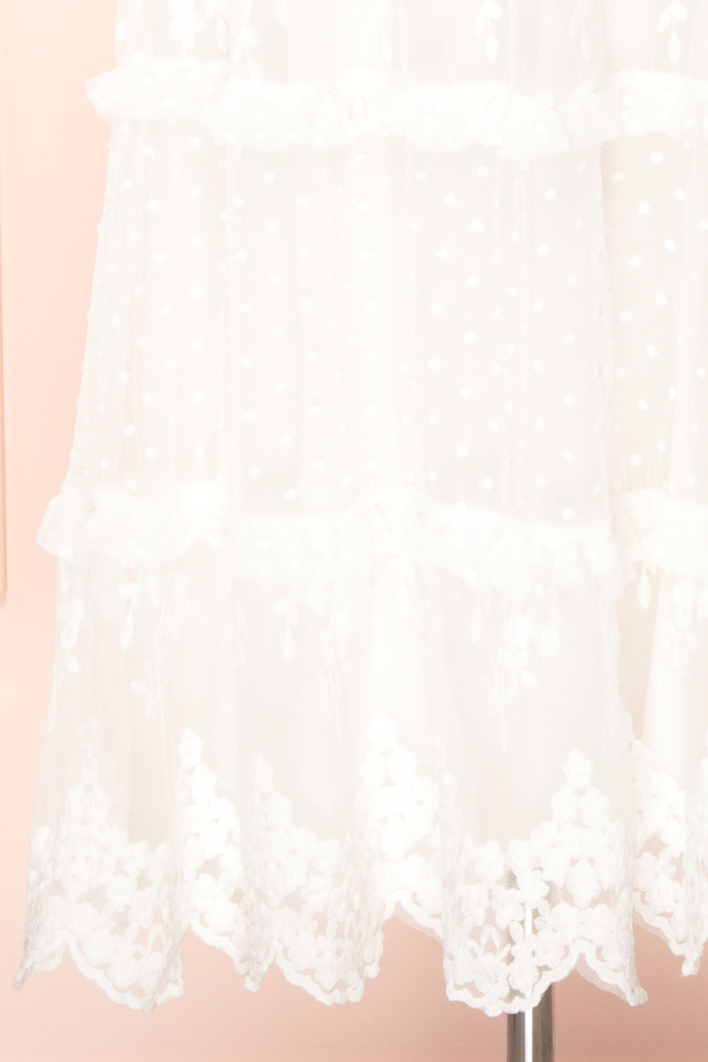 Kadimalo White Embroidered Lace V-Neck Midi Dress | Boutique 1861 bottom 