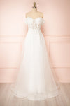 Kahena Off-The-Shoulder Bridal Gown w/ Floral Embroidery | Boudoir 1861 front view