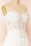 Kahena Off-The-Shoulder Bridal Gown w/ Floral Embroidery | Boudoir 1861 side close-up