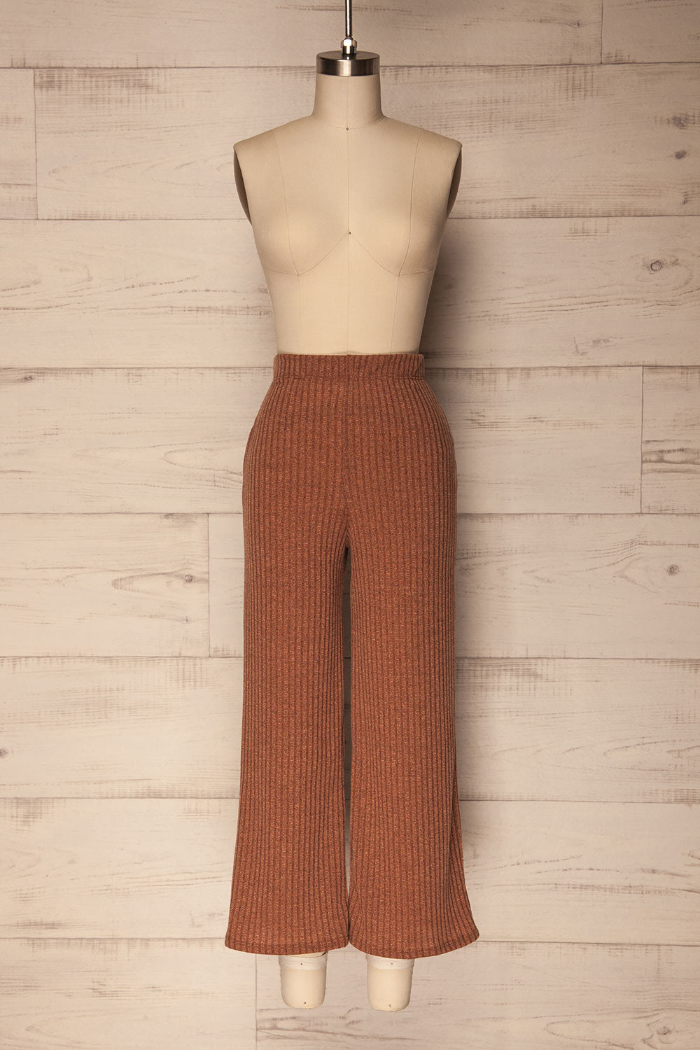 Kaiafa Mocha Orange Ribbed Wide Leg Cropped Pants | La Petite Garçonne 1