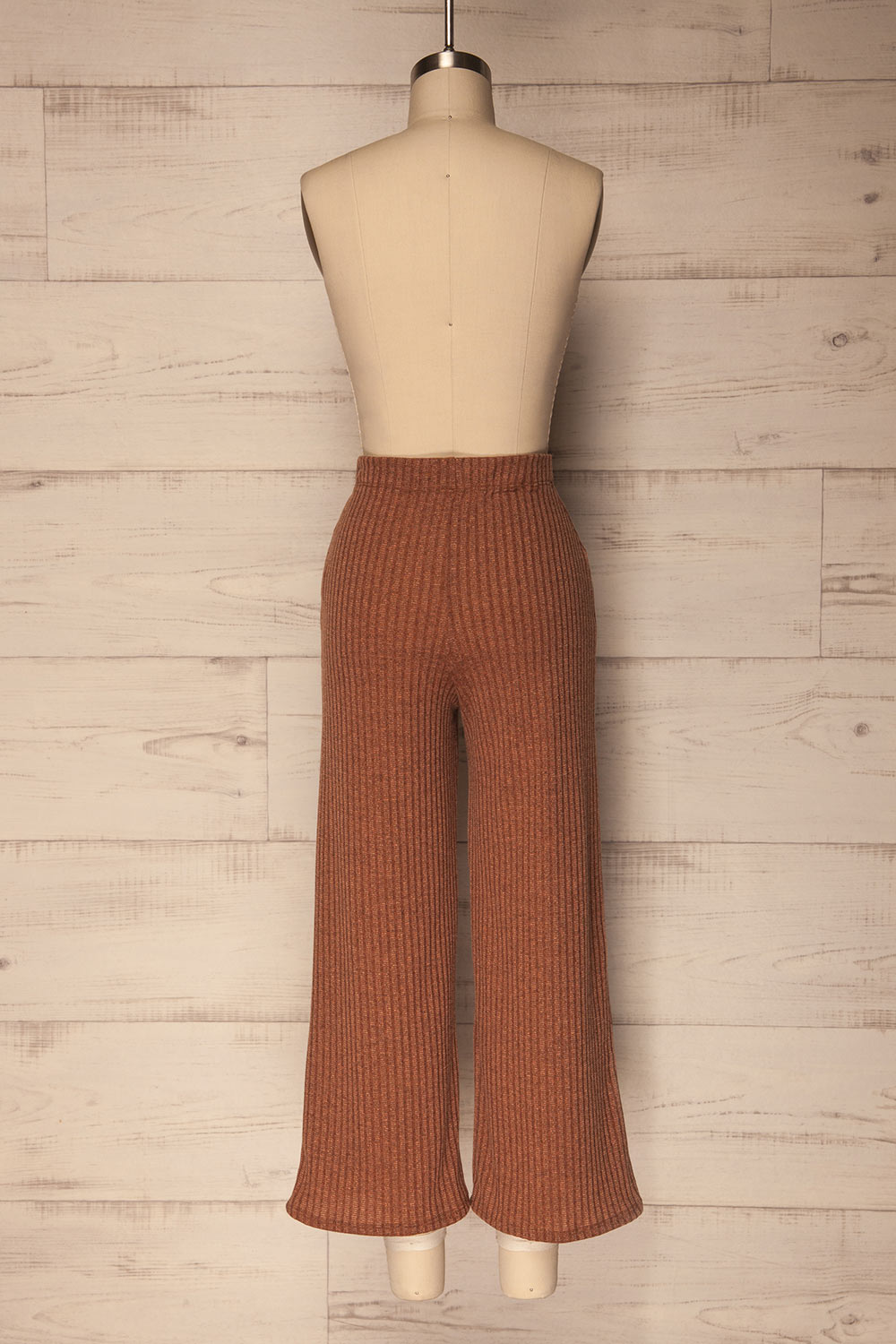 Kaiafa Mocha Orange Ribbed Wide Leg Cropped Pants | La Petite Garçonne 5