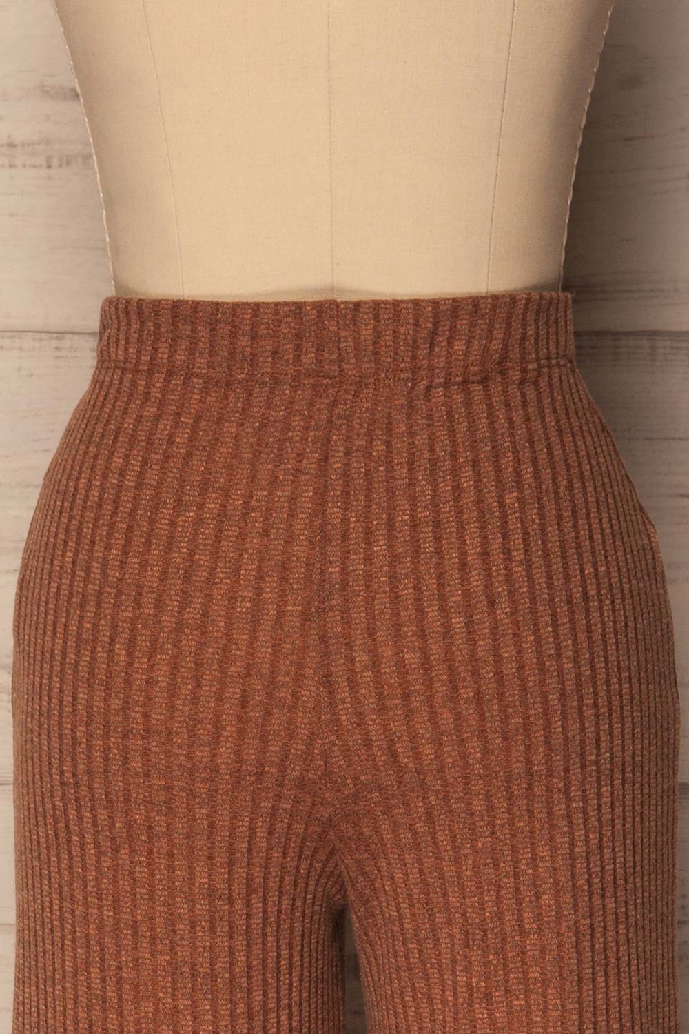 Kaiafa Mocha Orange Ribbed Wide Leg Cropped Pants | La Petite Garçonne 6