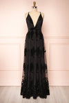 Kailania Black Plunging Neckline Maxi Gown | Boutique 1861 front view
