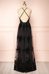 Kailania Black Plunging Neckline Maxi Gown | Boutique 1861 back view