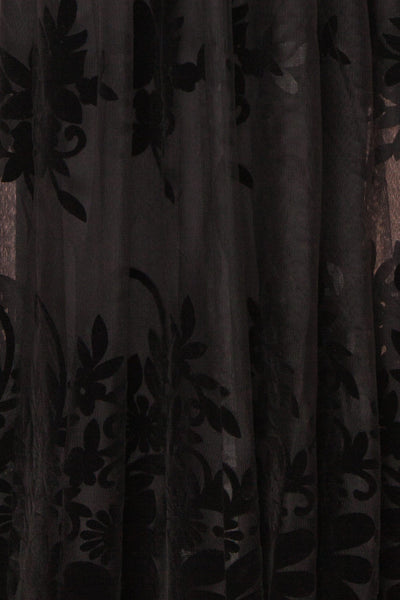Kailania Black Plunging Neckline Maxi Gown | Boutique 1861 fabric