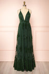 Kailania Green Plunging Neckline Mesh Maxi Gown | Boudoir 1861 front view