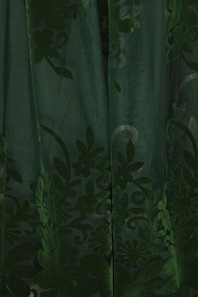 Kailania Green Plunging Neckline Mesh Maxi Gown | Boudoir 1861 fabric