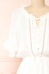 Kailian White Short Sleeve Layered Midi Dress | Boutique 1861  front close-up