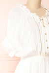 Kailian White Short Sleeve Layered Midi Dress | Boutique 1861  side close-up