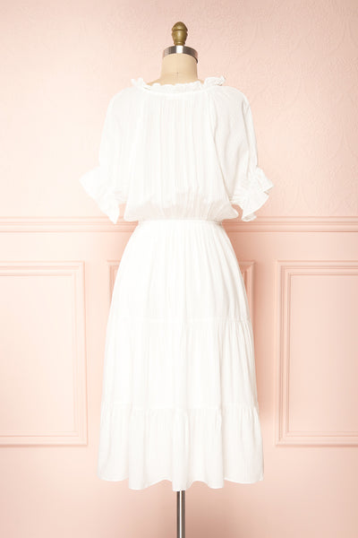 Kailian White Short Sleeve Layered Midi Dress | Boutique 1861  back view