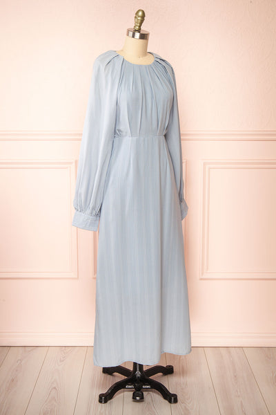 Kajal Blue Long Sleeve Maxi Plaid Dress | Boutique 1861 side view