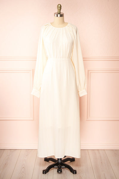 Kajal Ivory Long Sleeve Maxi Plaid Dress | Boutique 1861 front view
