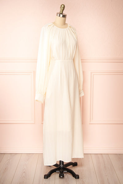 Kajal Ivory Long Sleeve Maxi Plaid Dress | Boutique 1861 side view